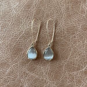 Kendra Scott Gold and Cream/Grey Teardrop Earrings